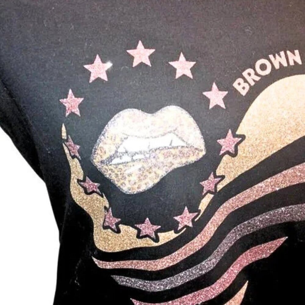 OVER APPAREL WOMEN'S BLACK BROWN SUGAR GRAPHIC T- SHIRT - SIZE M - Picture 2 of 4